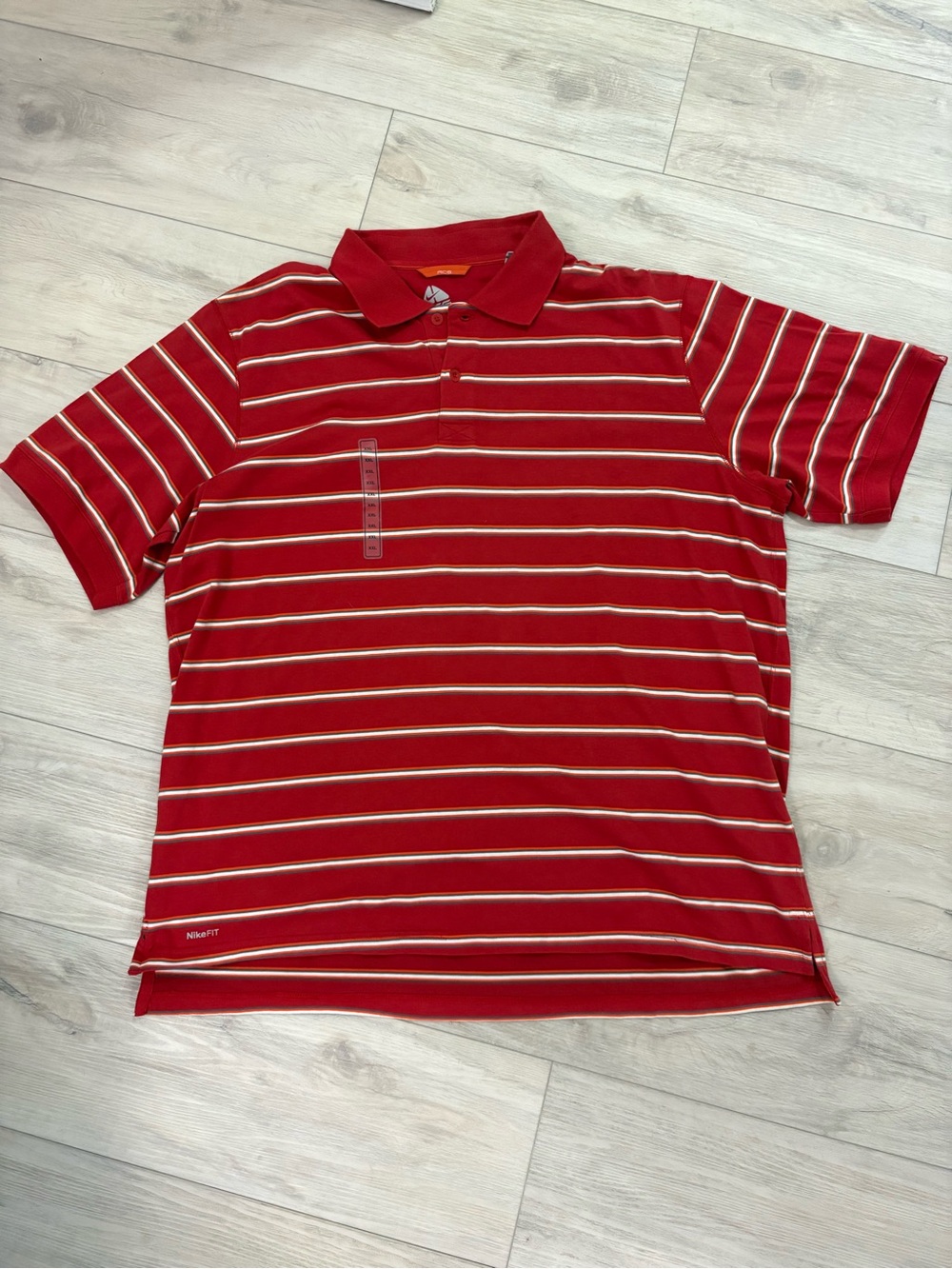 Nike ACG Red Striped Short-Sleeve Polo Shirt with Cream Accent XXL